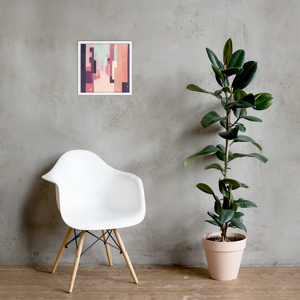 Tranquil Cityscape | Poster with White Frame | 14″×14″