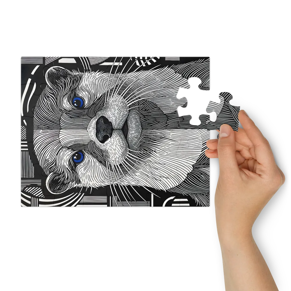 Linear Otter Portrait 
 Jigsaw Puzzle in Tin Box