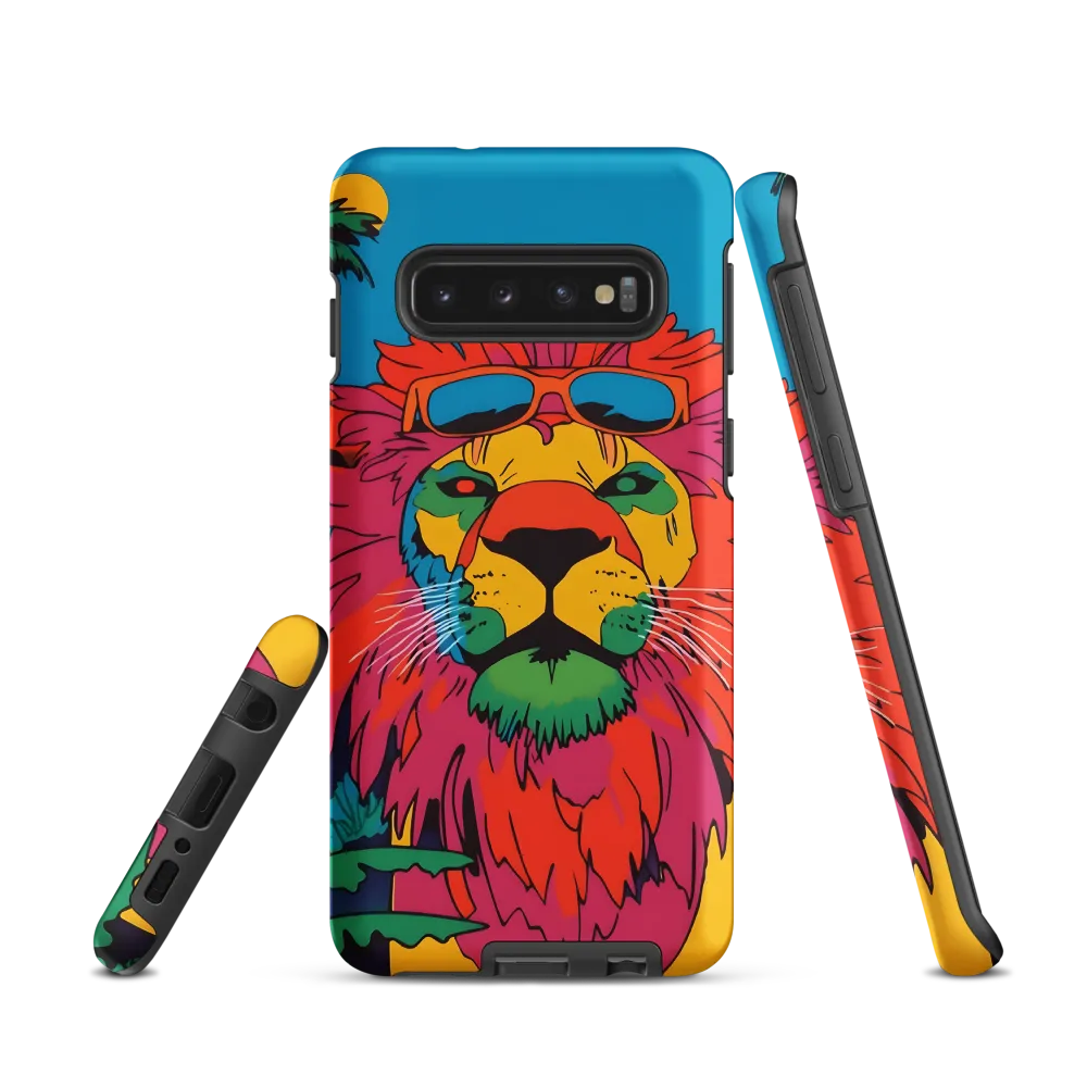 Lion with Sunglasses: A Vibrant Tropical Portrait