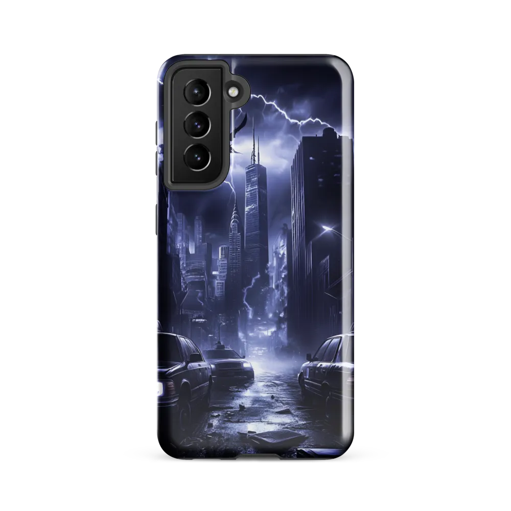 Stormy Cityscape: Shadows of the Night | Phone Case |  S21 FE | Tough Case | Glossy