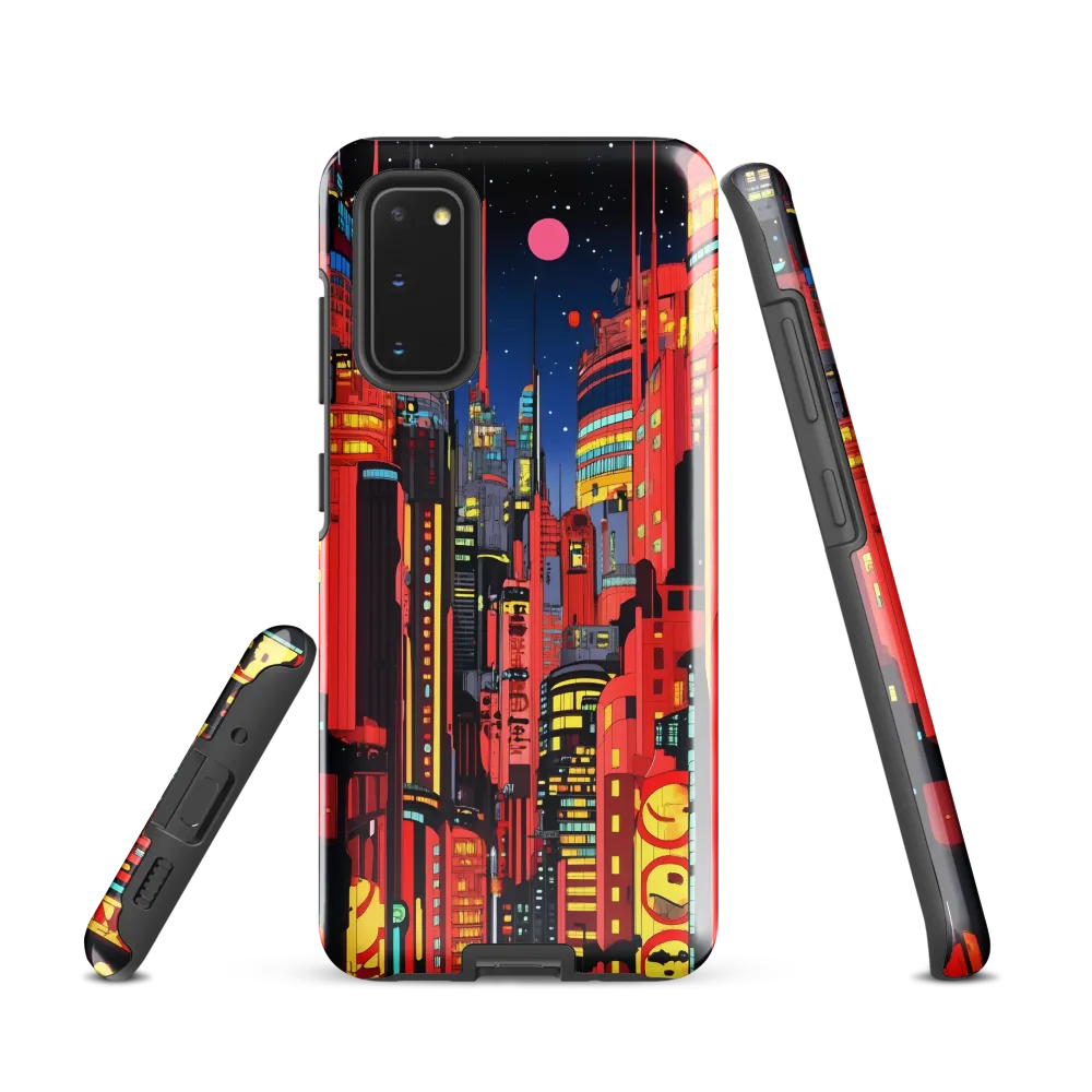 Neon Dreams: A Cyberpunk Cityscape | Phone Case |  S20 | Tough Case | Glossy