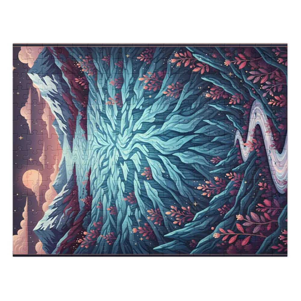 Moonlit Glacial Valley 
 Jigsaw Puzzle in Tin Box