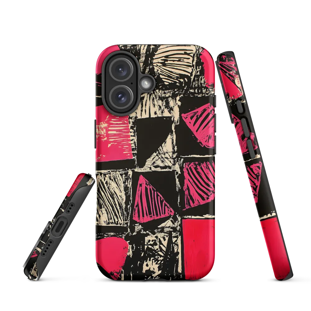 Geometric Symphony in Pink and Black | Phone Case