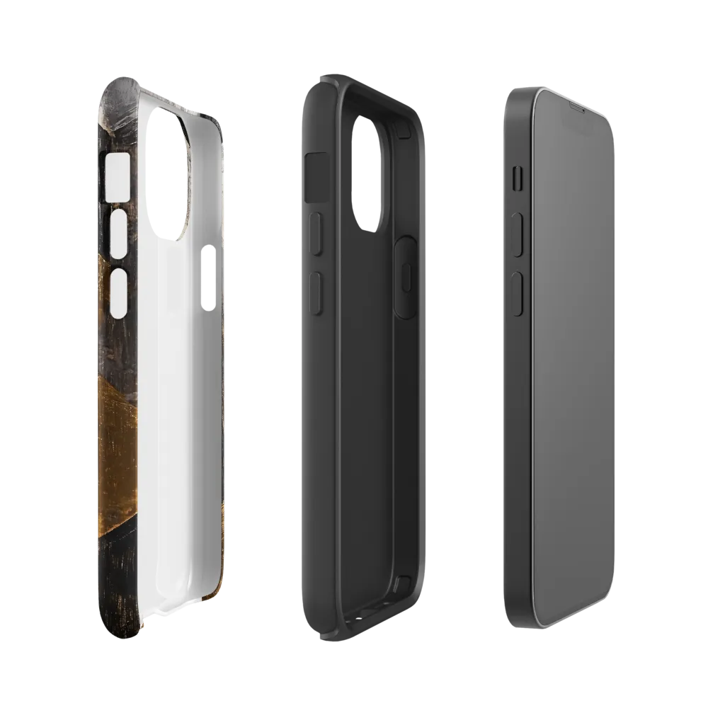 Geometric Harmony in Gold and Black | Phone Case |  13 mini | Tough Case | Glossy