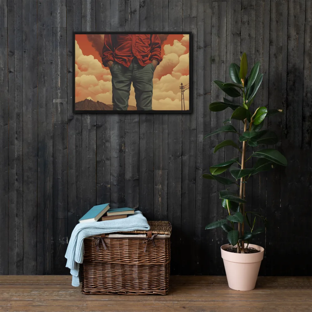 Defiant Spirit in a Surreal Landscape | Canvas with Black Frame | 20″×30″