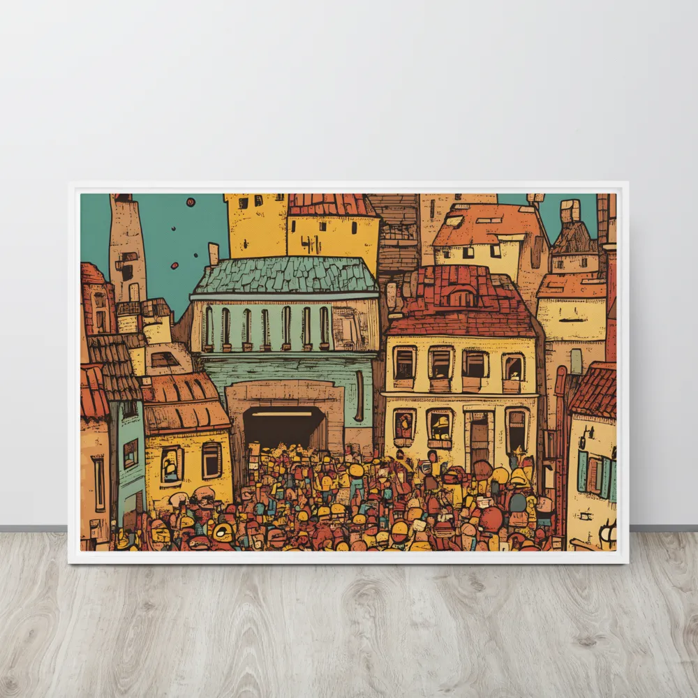 The Quirky City Gathering | Canvas with White Frame | 24″×36″
