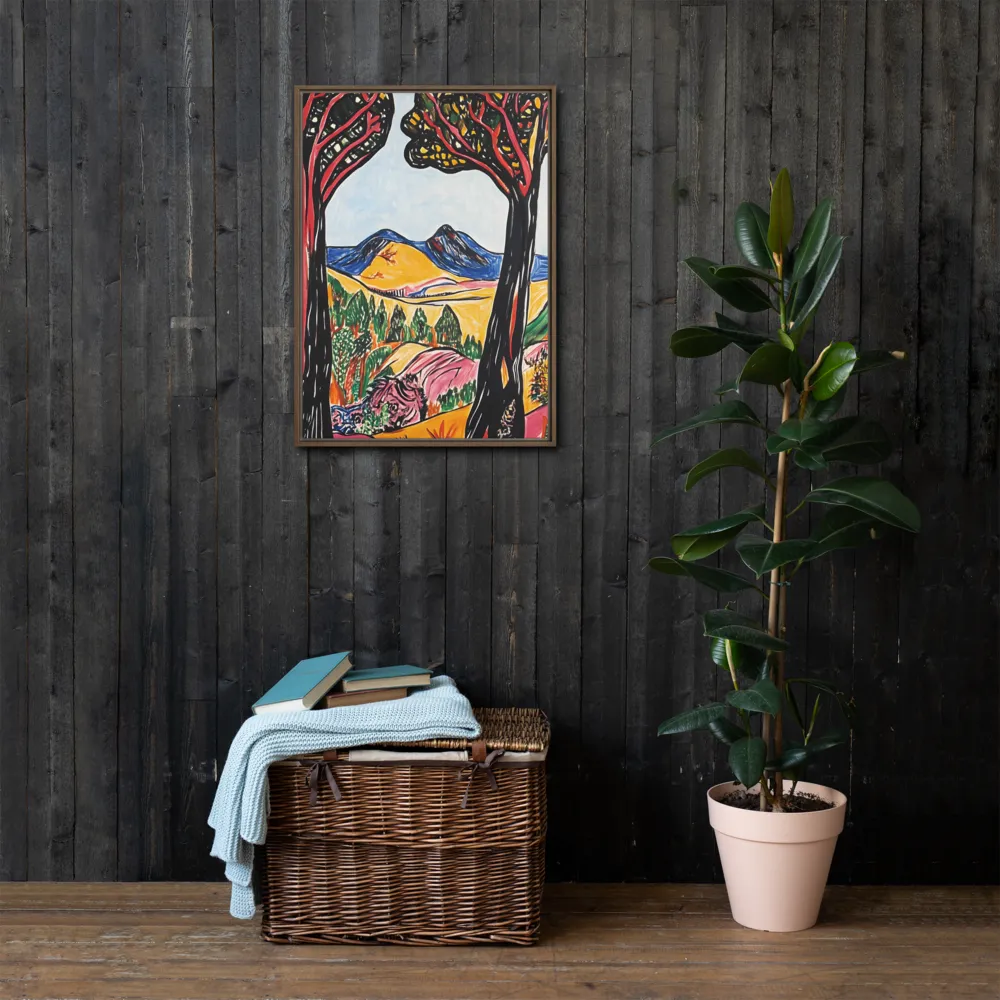 Vibrant Nature's Embrace | Canvas with Brown Frame | 20″×28″