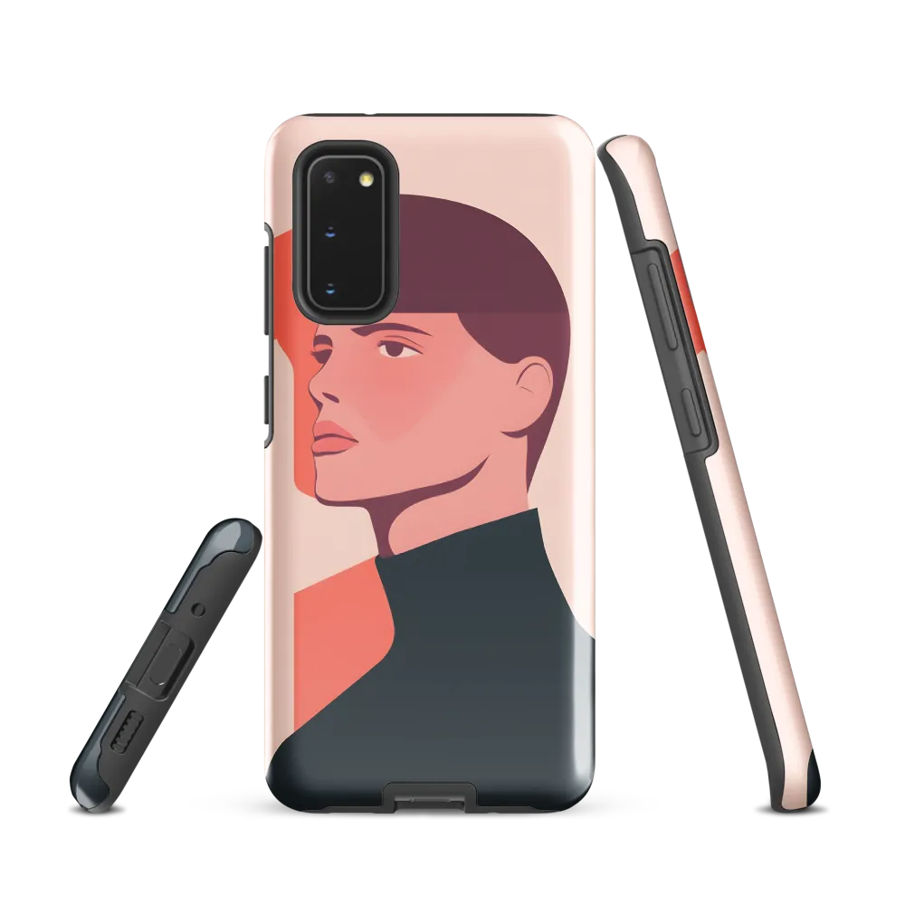 Contemplative Portrait in Minimalism | Phone Case |  S20 | Tough Case | Glossy