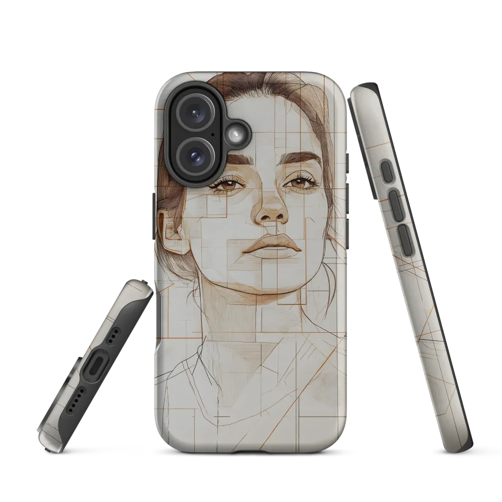 Geometric Serenity: A Minimalist Portrait | Phone Case