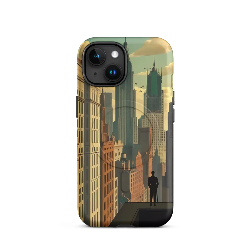 Urban Dreams: A Silhouette in Art Deco Cityscape