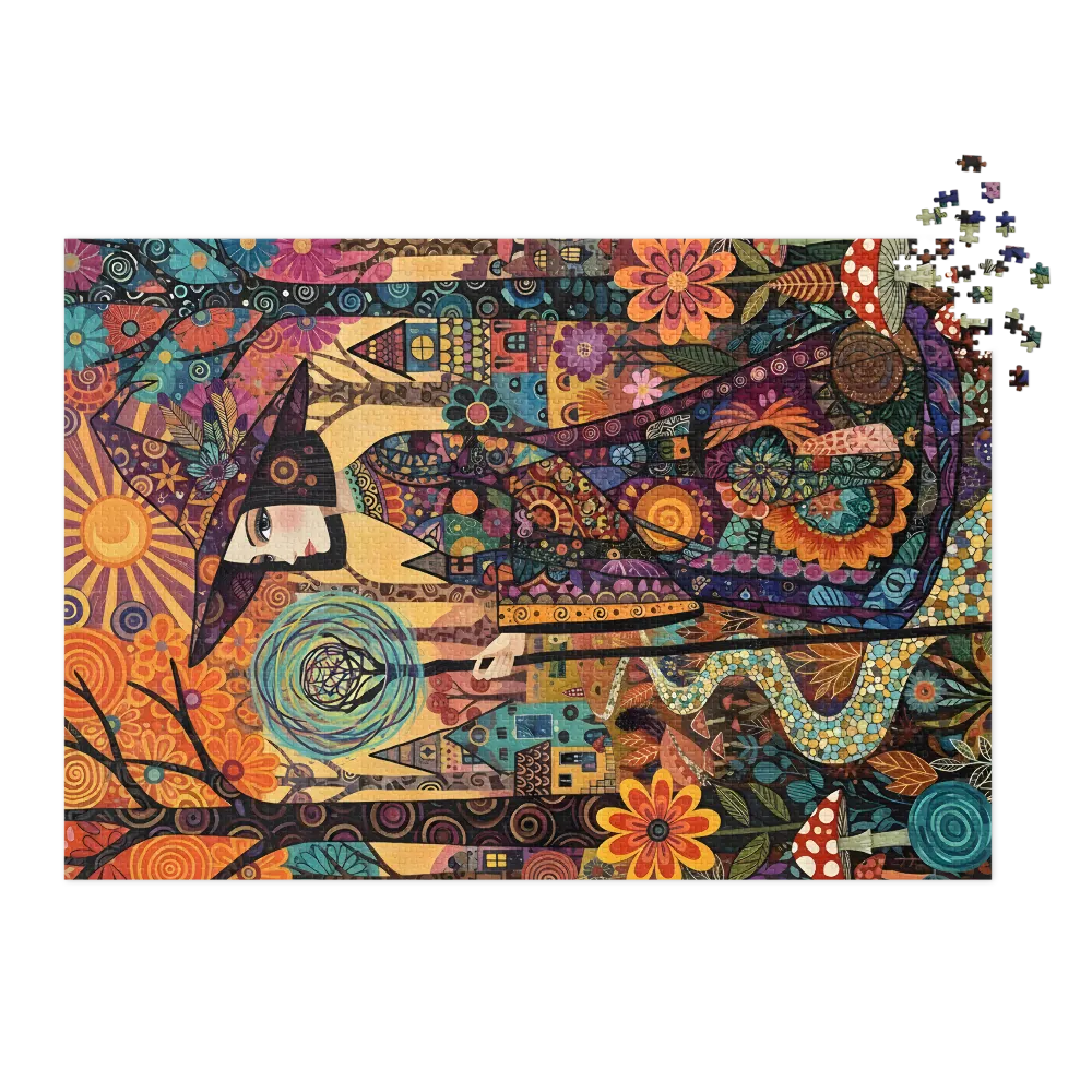 The Witch's Enchanted Journey 
 Jigsaw Puzzle in Tin Box