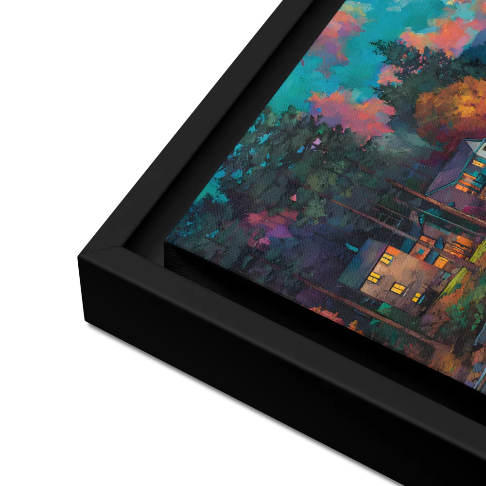 Moonlit Lakeside 
 Canvas with Black Frame | 12″x 12″