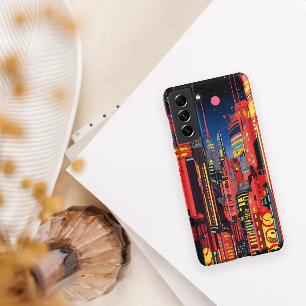 Neon Dreams: A Cyberpunk Cityscape | Phone Case |  S21 | Snap Case | Matte