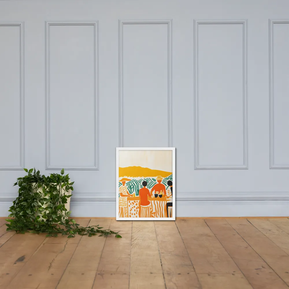 Summer Vibes: Café Conversations | Poster with White Frame | 16″×20″