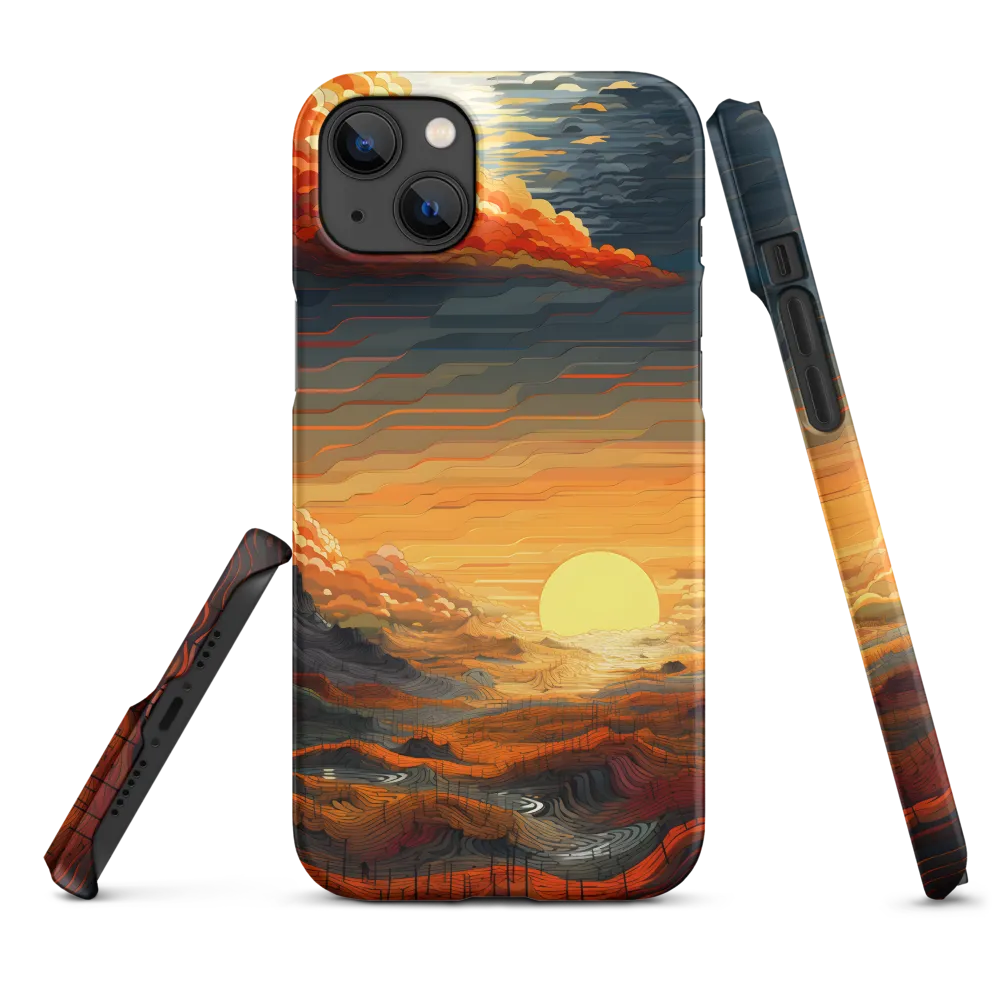 Ethereal Sunset: A Serene Landscape in Flowing Forms | Phone Case |  14 Plus | Snap Case | Matte