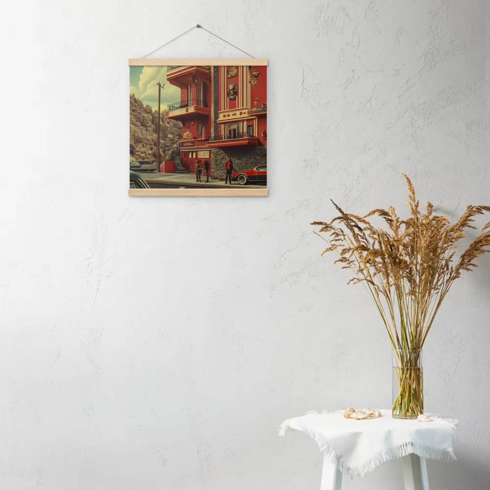 Retro Urban Dreamscape | Poster With Oak Wood Hanger | 16″×16″