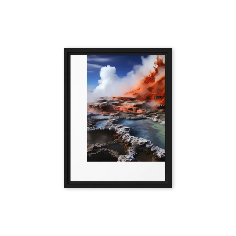 Nature's Fury: The Volcano's Expression | Canvas with Black Frame | 12″×16″