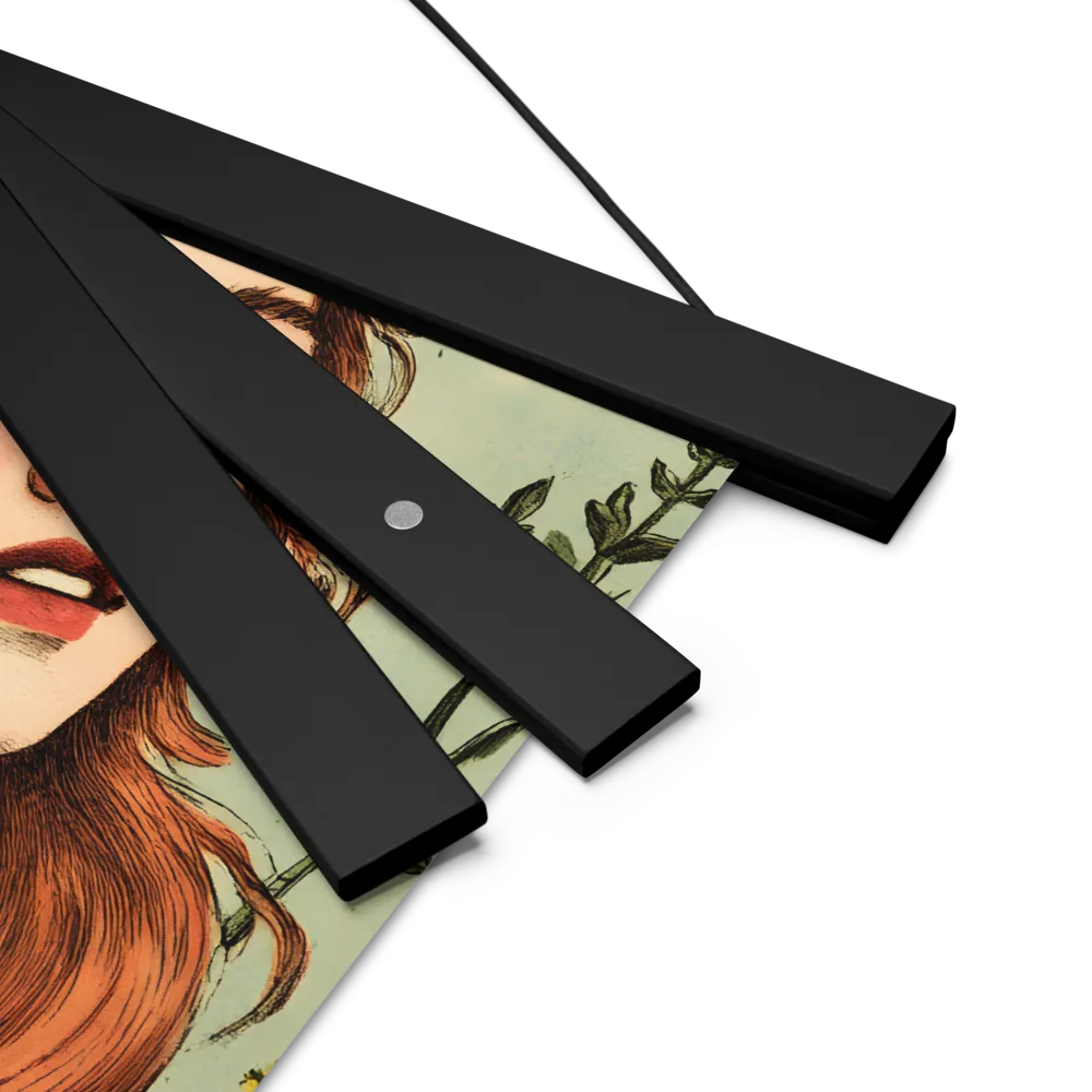 Whimsical Portrait of a Flower-Adorned Girl | Poster With Black Wood Hanger | 10″×10″