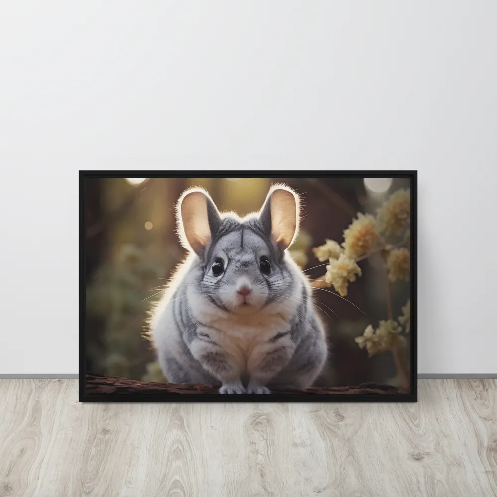 Curious Chinchilla in the Forest | Canvas with Black Frame | 20″×30″