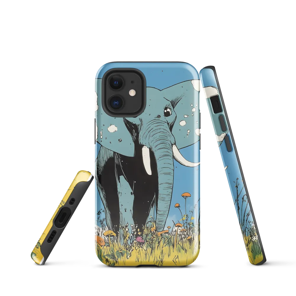 Whimsical Blue Elephant in Bloom