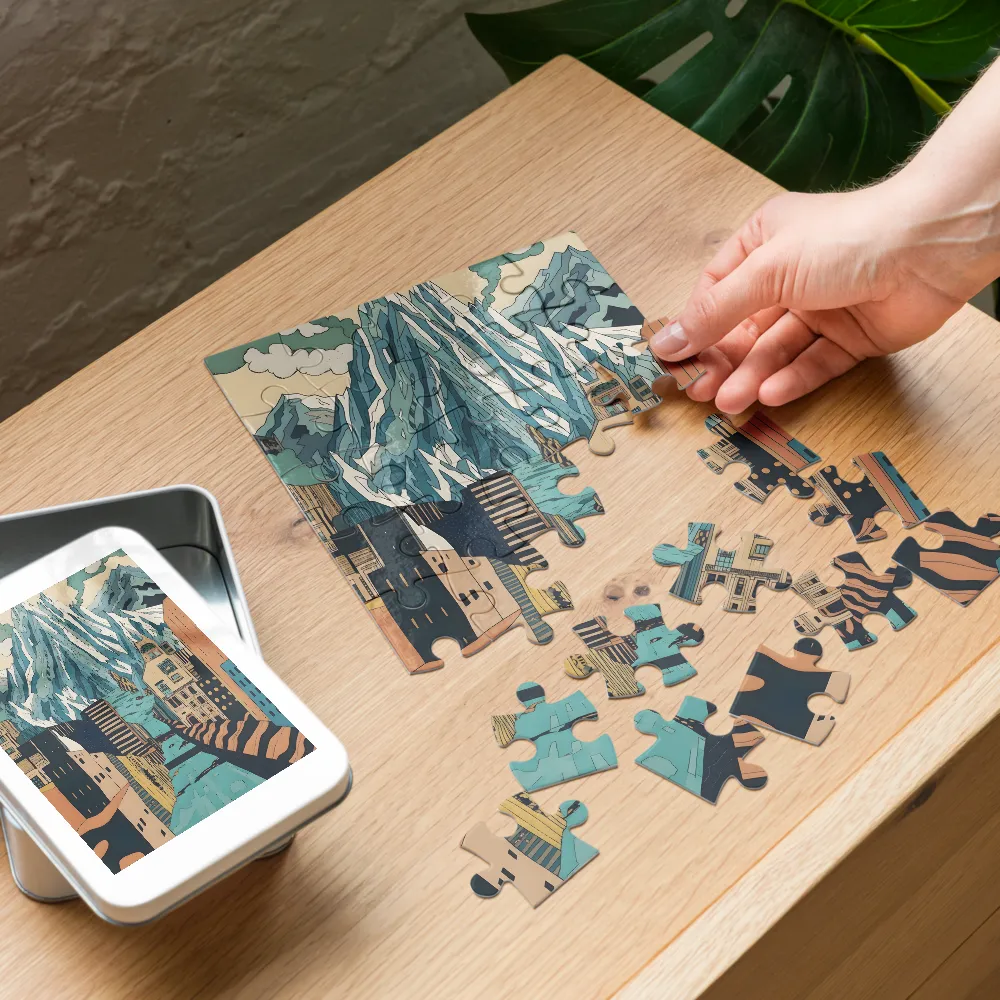 Glacial Cityscape 
 Jigsaw Puzzle in Tin Box
