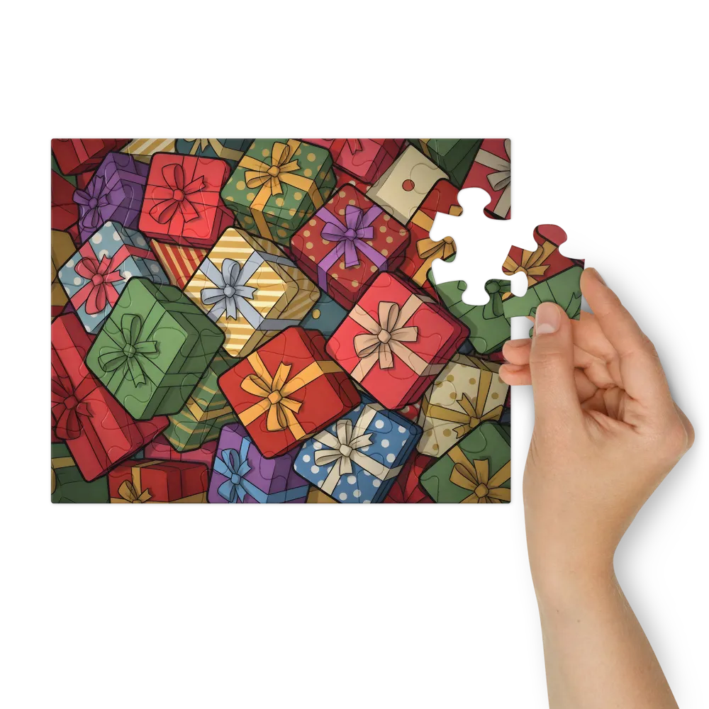 Pile of Wrapped Presents 
 Jigsaw Puzzle in Tin Box