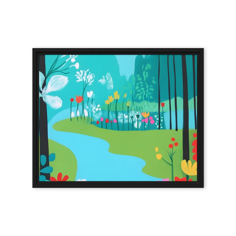 Whispers of Spring: A Colorful Retreat | Canvas with Black Frame | 16″×20″