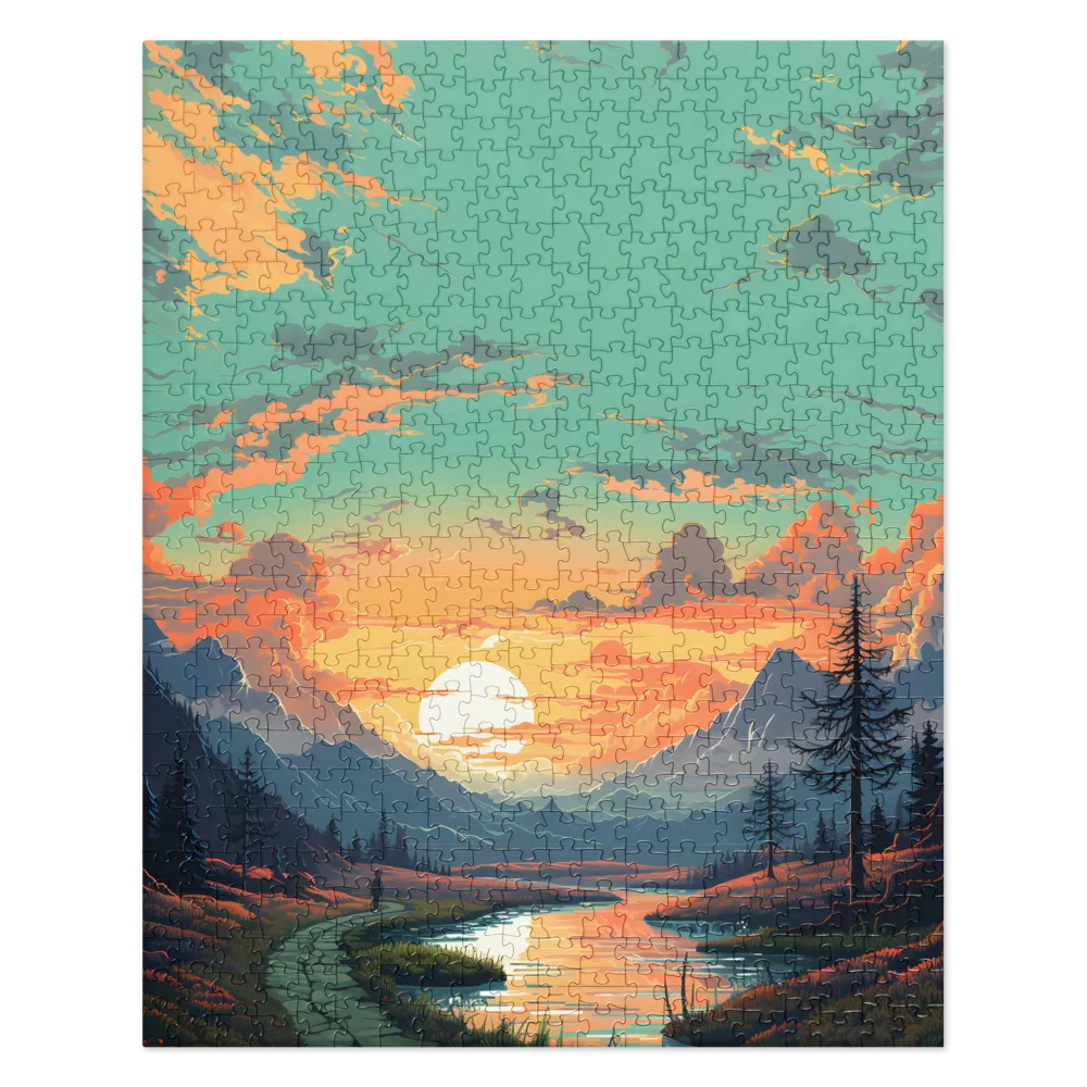 Tranquil Sunset Over the Majestic Mountains | Jigsaw Puzzle | 520 pieces