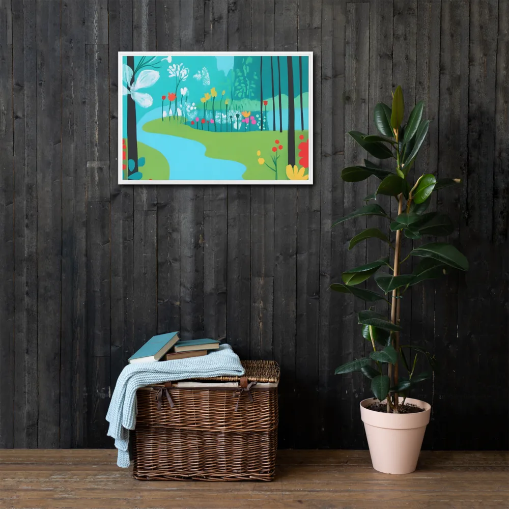 Whispers of Spring: A Colorful Retreat | Canvas with White Frame | 20″×30″