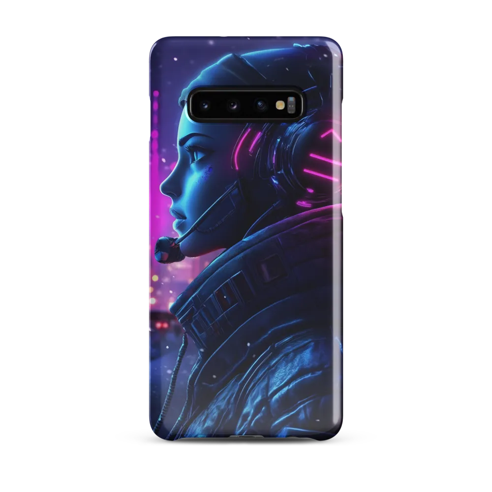 Dystopian Elegance: Cyberpunk Figure in Neon | Phone Case |  S10 Plus | Snap Case | Glossy