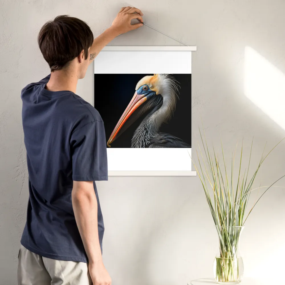Majestic Portrait of a Pelican | Poster With White Wood Hanger | 18″×24″