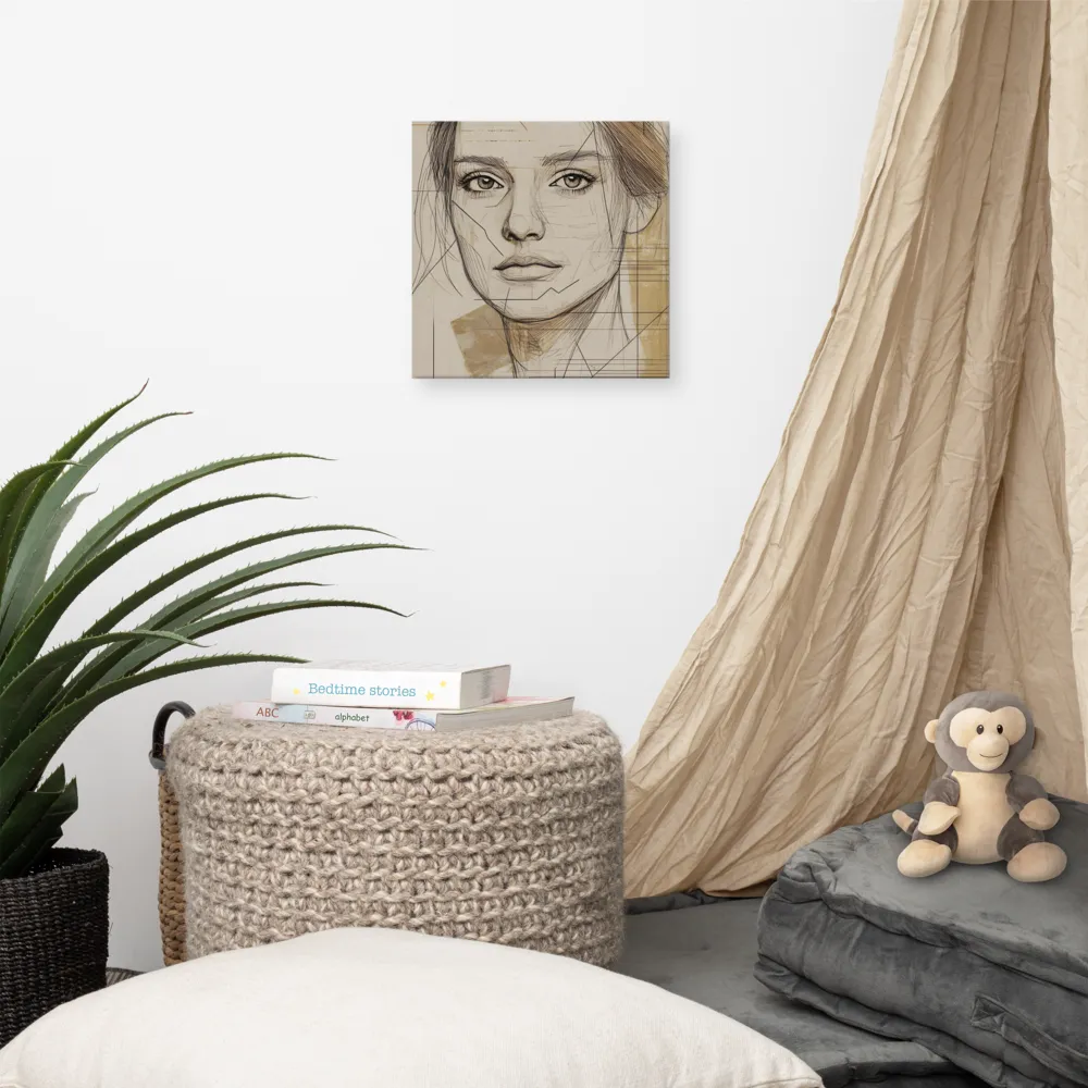 Geometric Elegance: A Modern Portrait | Canvas | 12″×12″
