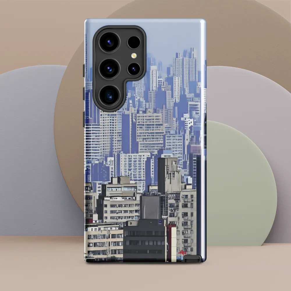 Urban Symphony: A Cityscape in Blues and Grays