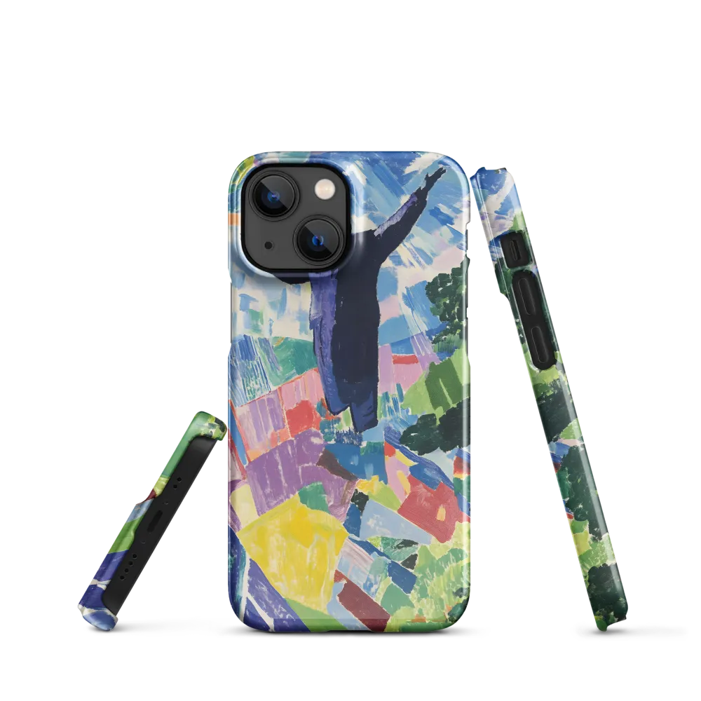 Elysium: A Soaring Figure Amidst Colorful Landscapes | Phone Case |  13 Mini | Snap Case | Glossy