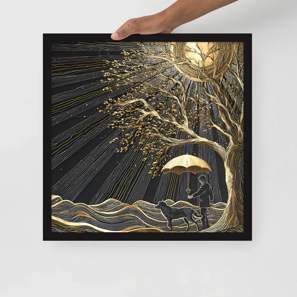 Under the Golden Sun 
 Poster with Black Frame | 18″x 18″