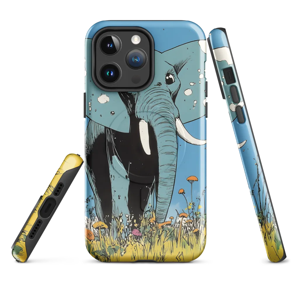 Whimsical Blue Elephant in Bloom