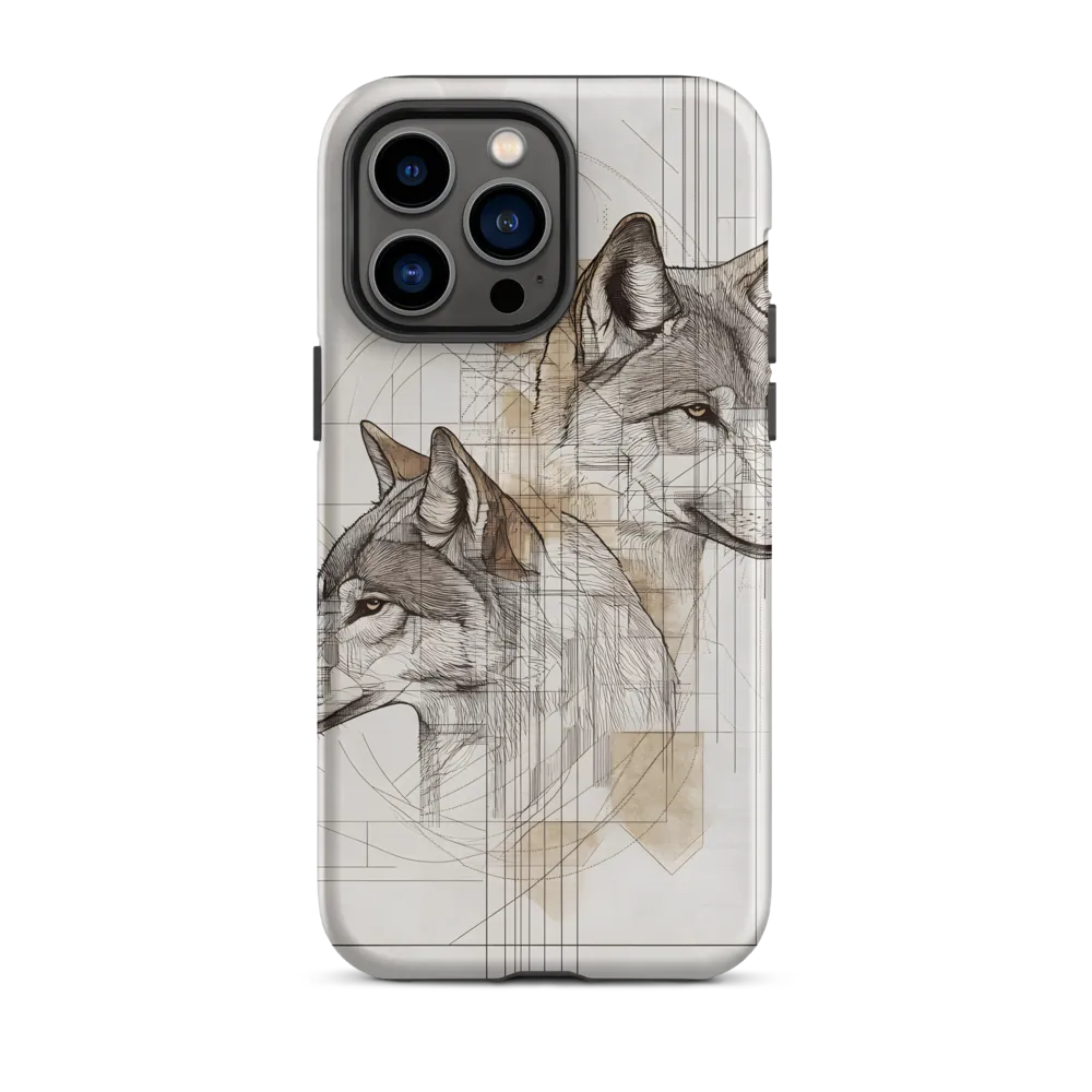 Geometric Harmony: The Essence of Wolves | Phone Case |  14 Pro Max | Tough Case | Matte