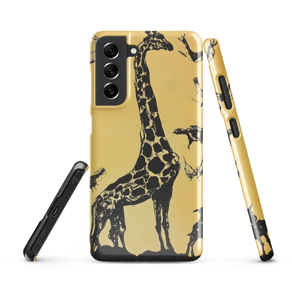 Whimsical Harmony of Giraffe and Birds