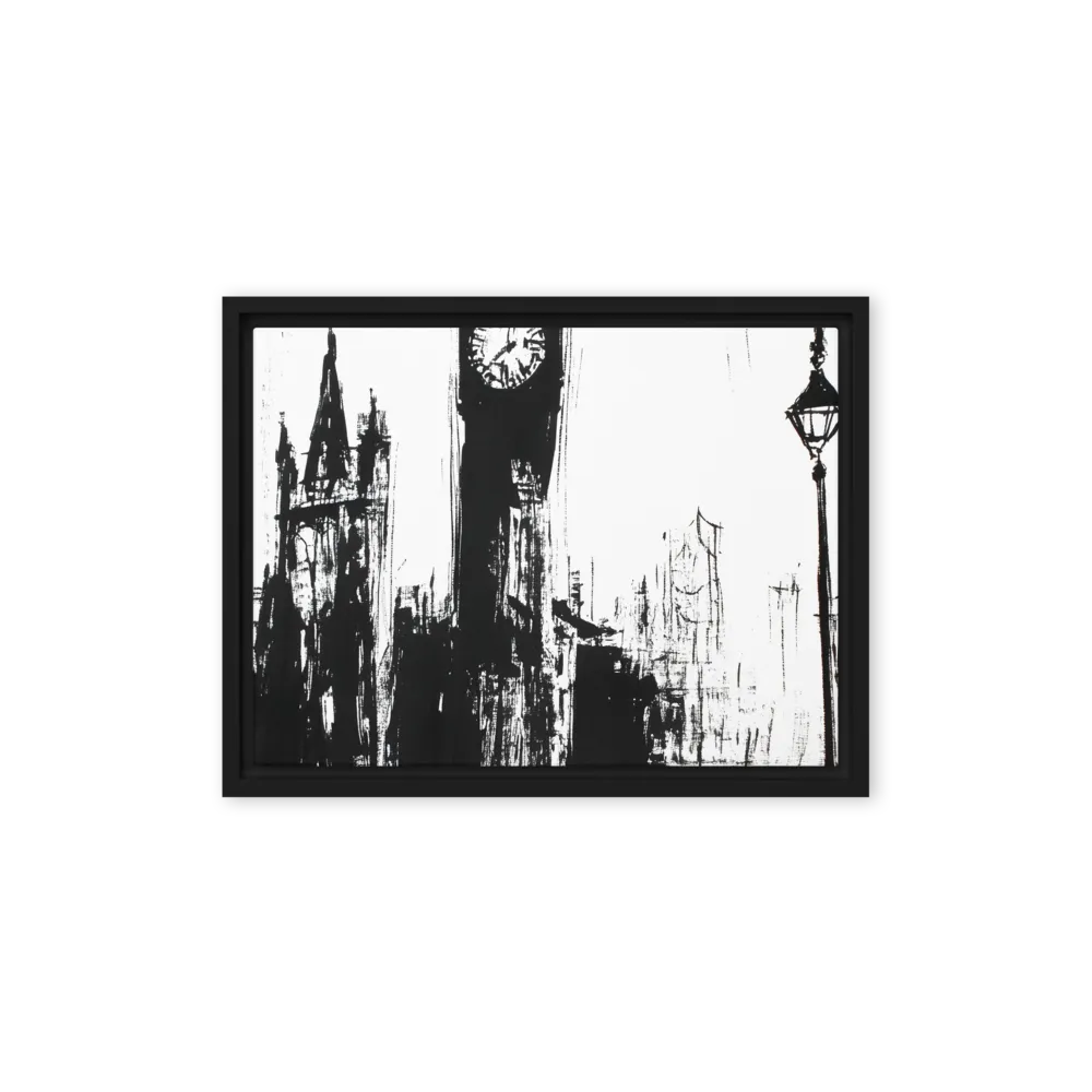 Clock Tower in Motion | Canvas with Black Frame | 12″×16″