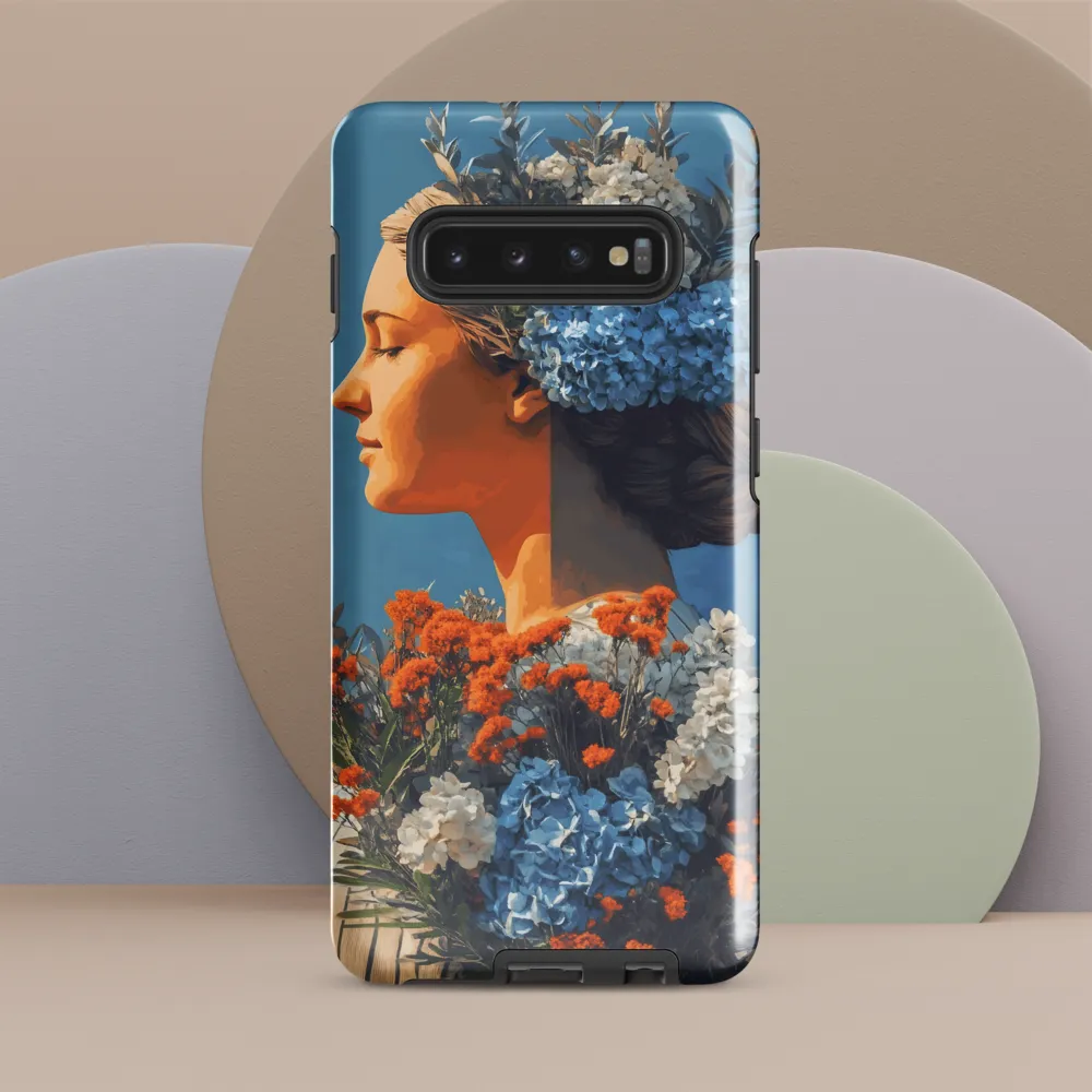 Floral Reverie: A Portrait of Serenity | Phone Case |  S10 Plus | Tough Case | Glossy