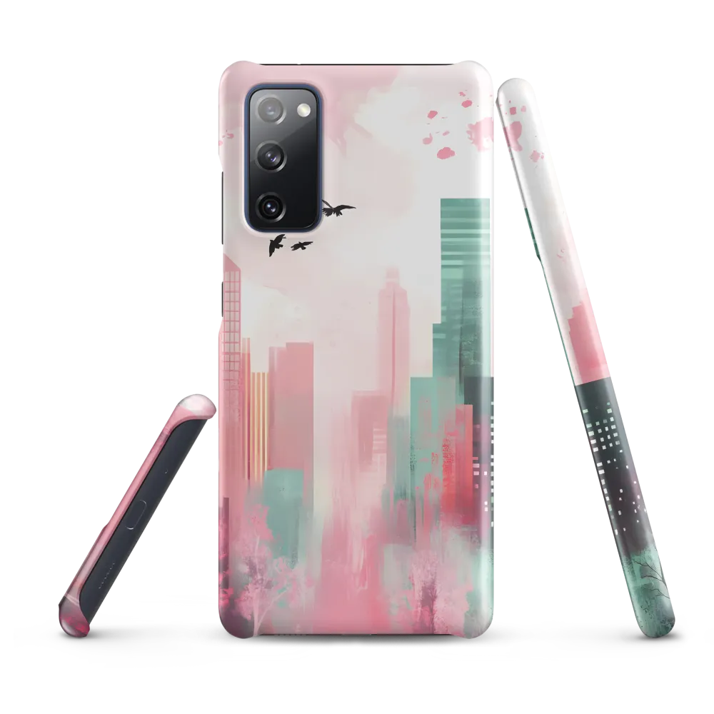 Dreamy Cityscape in Pink and Cyan