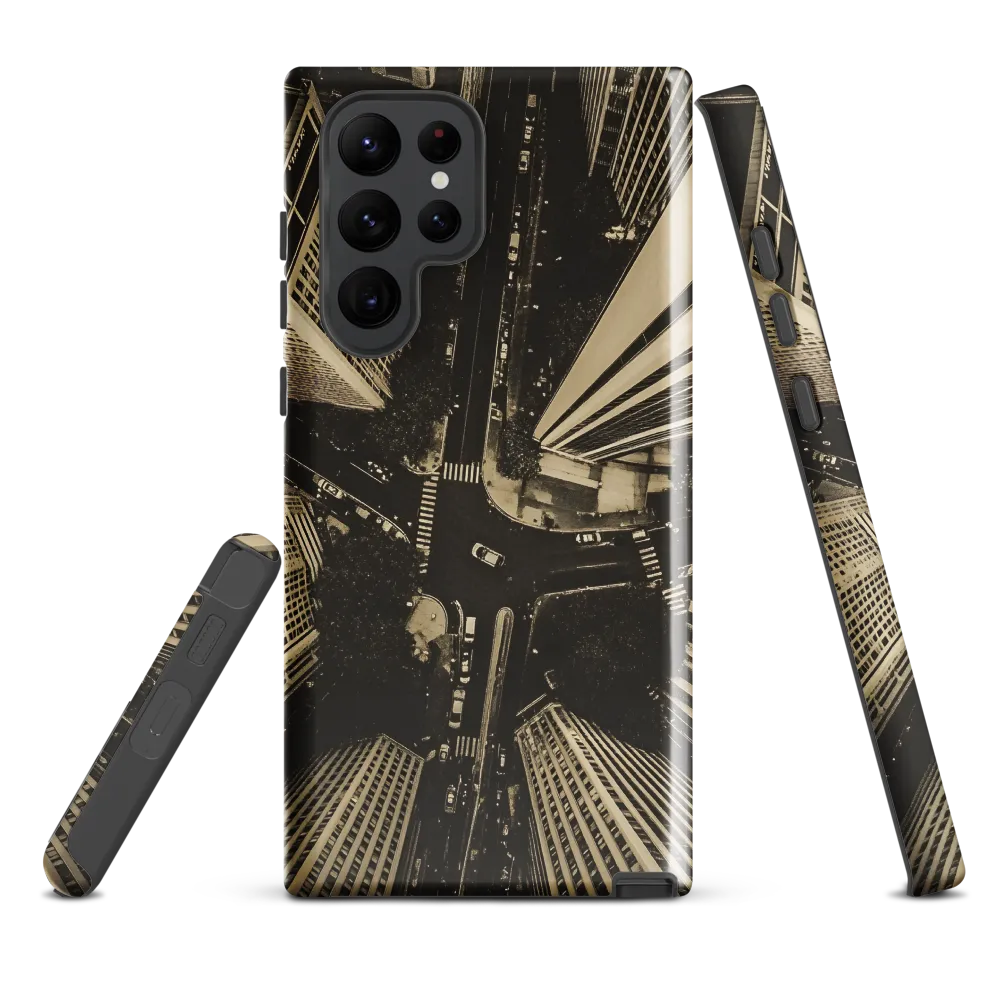 Urban Symphony: Aerial Perspective of City Life | Phone Case |  S22 Ultra | Tough Case | Glossy