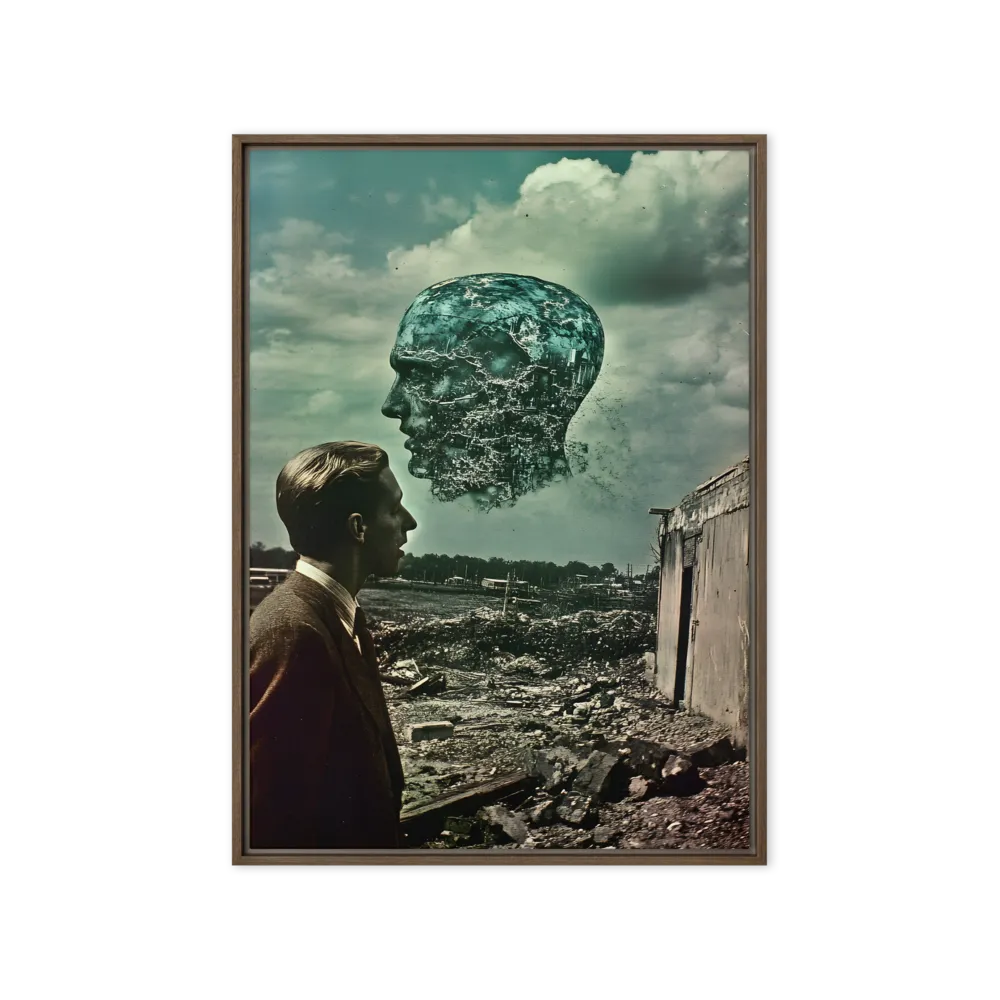 Ethereal Reflections: Identity in a Fragmented World | Canvas with Brown Frame | 20″×28″