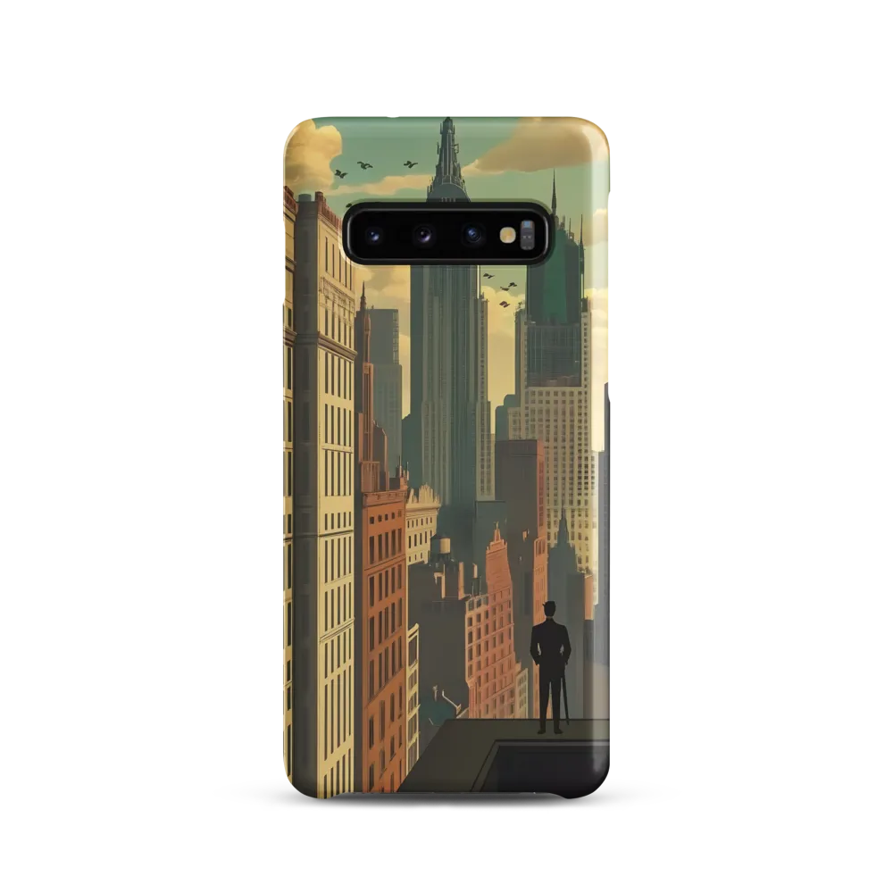 Urban Dreams: A Silhouette in Art Deco Cityscape | Phone Case |  S10 | Snap Case | Matte