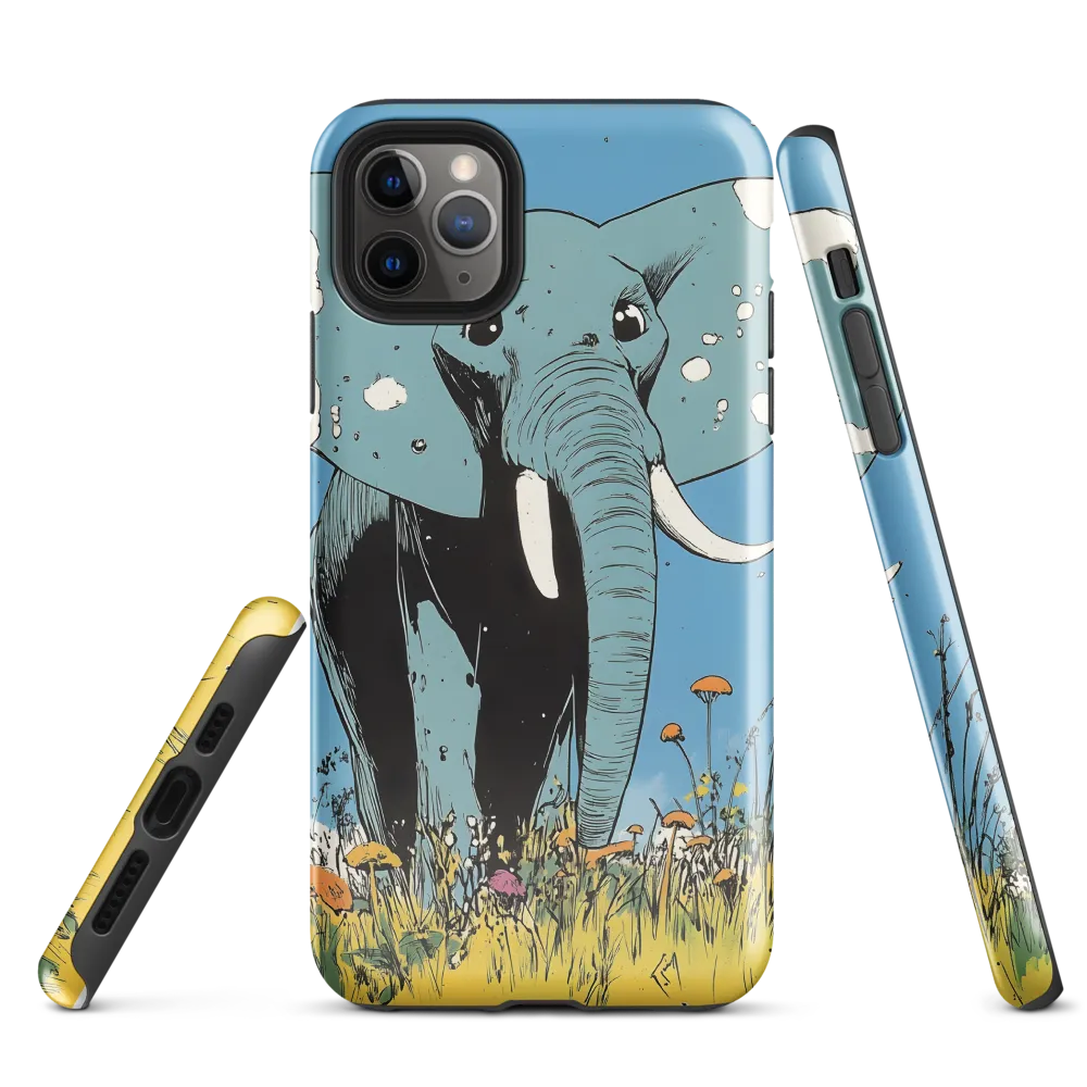 Whimsical Blue Elephant in Bloom | Phone Case |  11 Pro Max | Tough Case | Glossy