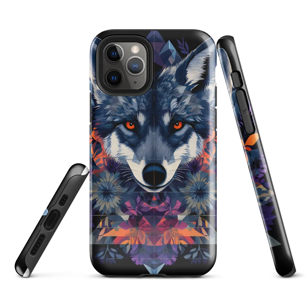 Mystical Wolf Amidst Floral Geometry