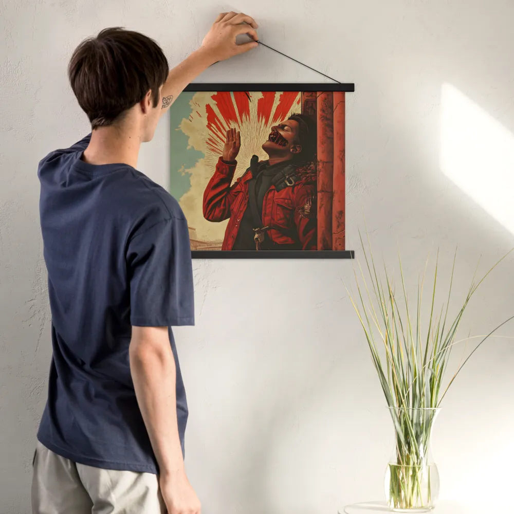 Defiant Echoes of Ruin | Poster With Black Wood Hanger | 18″×18″