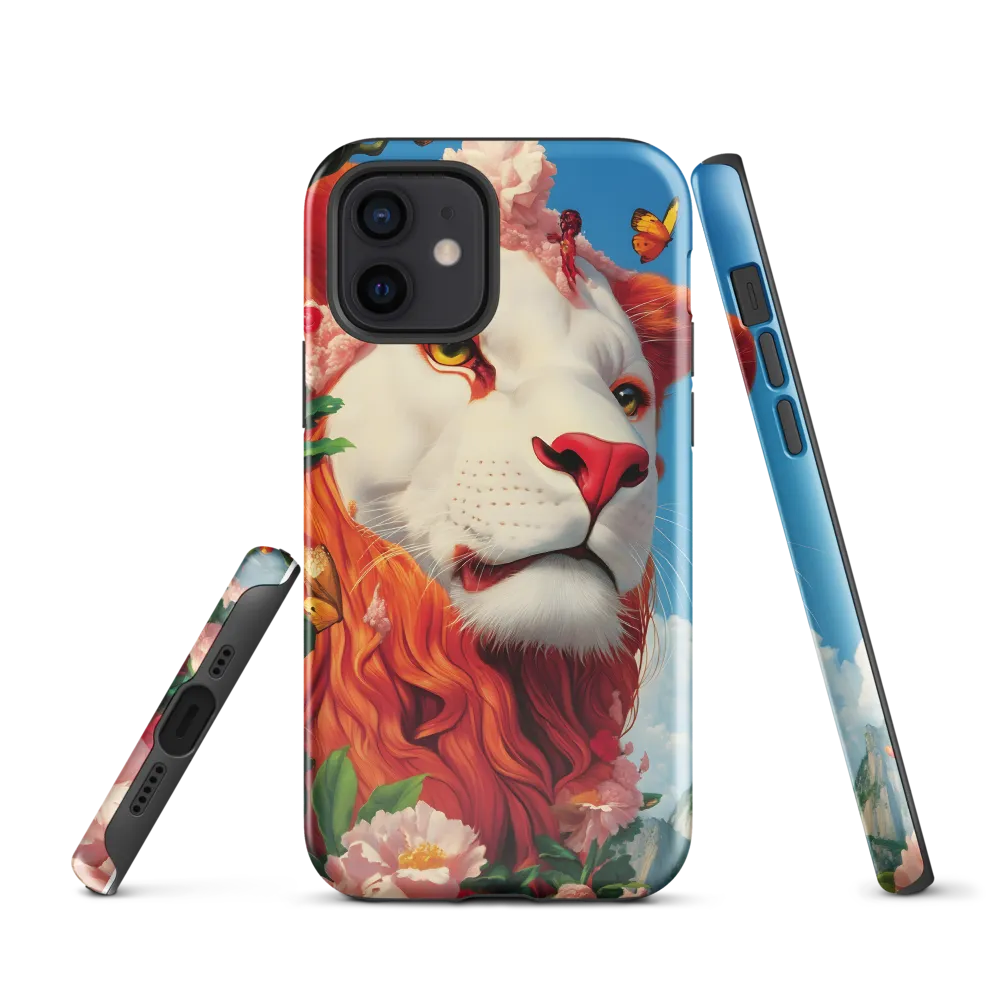 Majestic Lion Amidst Floral Splendor