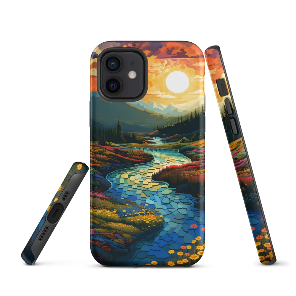 Serenity in Sunset: A Winding River's Embrace | Phone Case |  12 | Tough Case | Matte