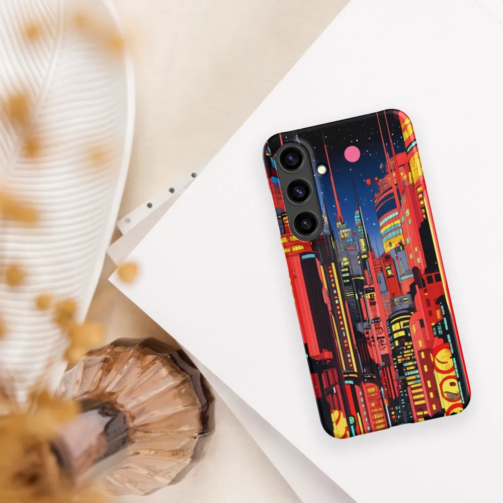 Neon Dreams: A Cyberpunk Cityscape | Phone Case |  S24 Plus | Snap Case | Matte